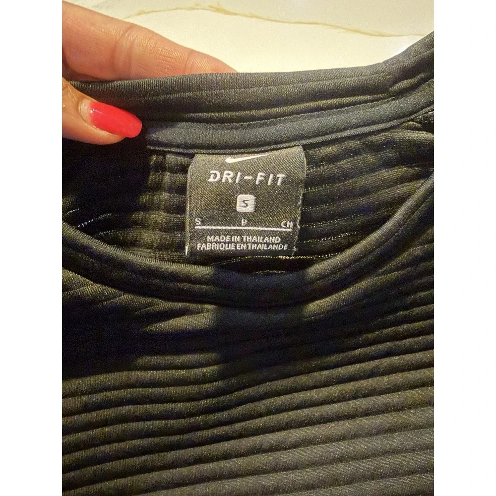 Nike Dri-FIT Ribbed Crewneck Sweatshirt Black Just Do It Logo Women's S